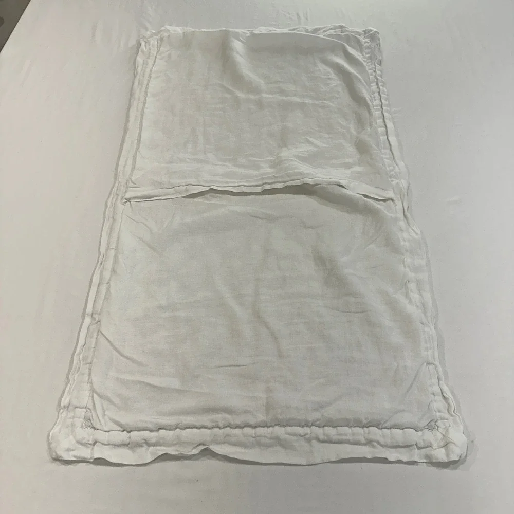 Pottery Barn Belgian Flax Linen Quilted King Sham White Diamond Stitch